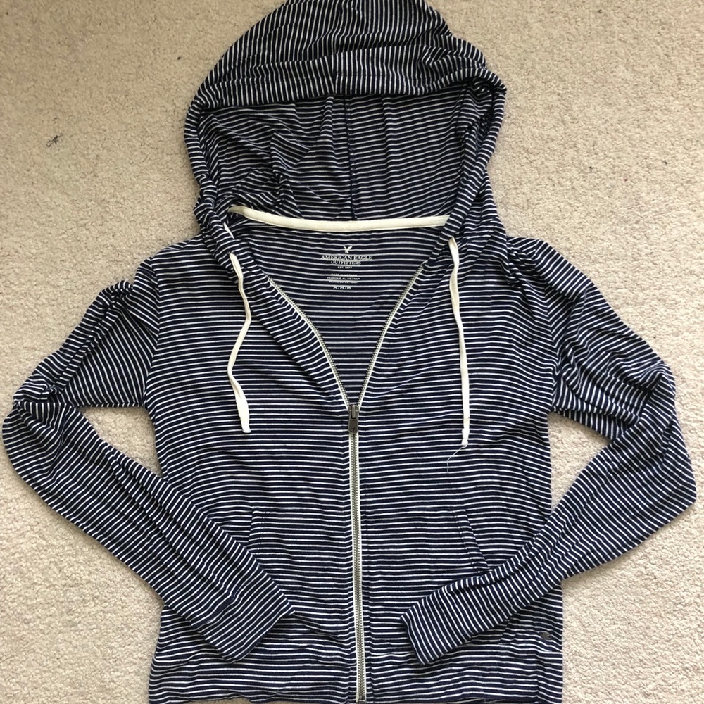 American Eagle Striped Zip-up Hoodie